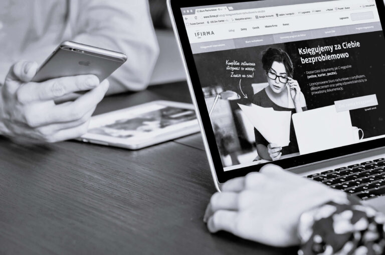 website layout on laptop screen