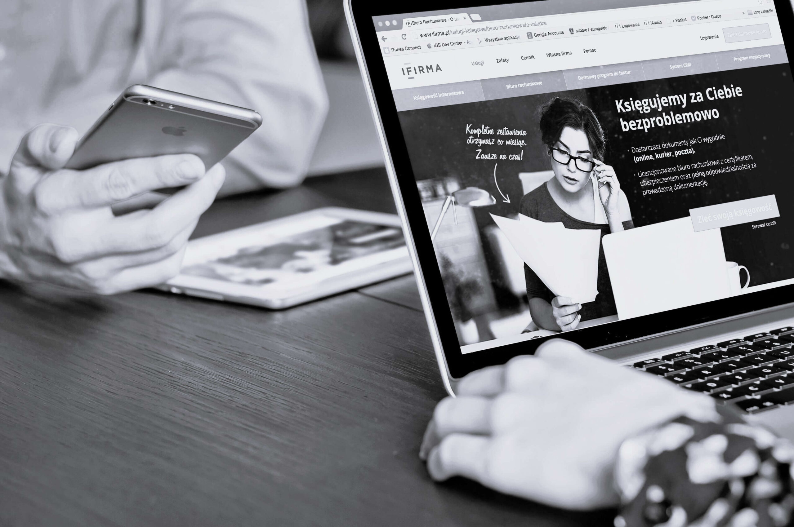 website layout on laptop screen